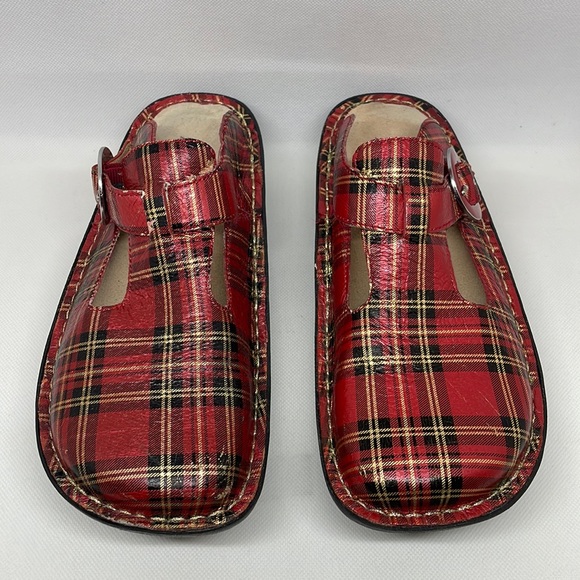 Alergria PG LITE plaid red leather mule shoes -size 36 (US 6 - 6.5) - Picture 1 of 12